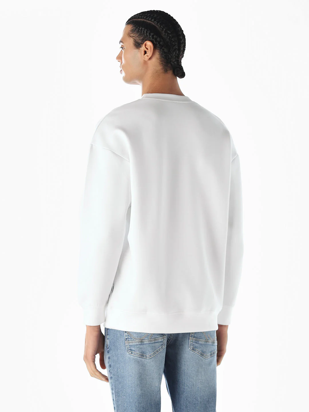 Logo Print Oversized Sweatshirt - White - Image 4