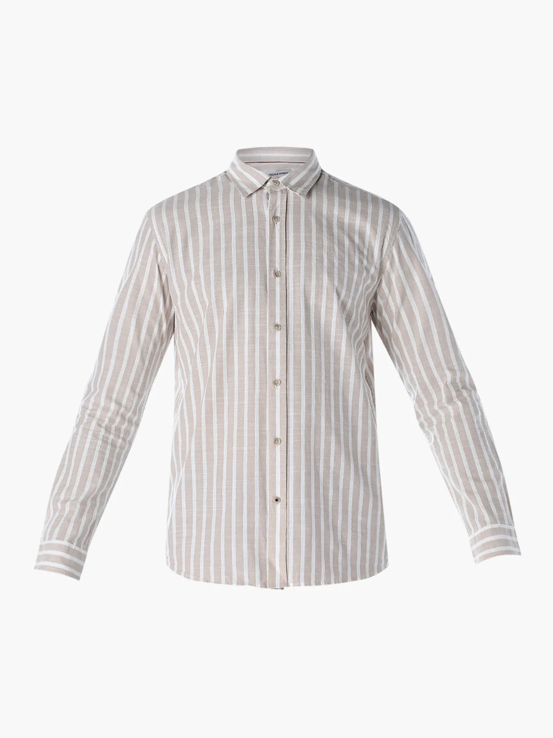 Striped Cotton Slub Shirt - Brown - Image 7