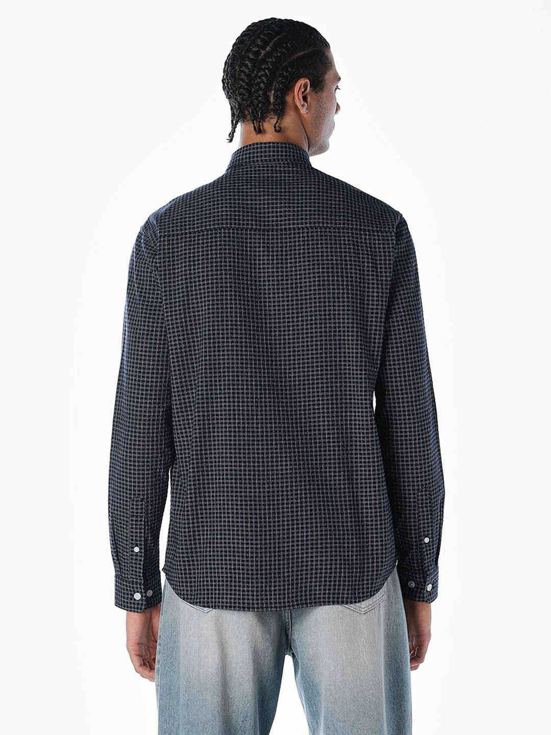 Blue Seersucker Check Shirt - Image 4
