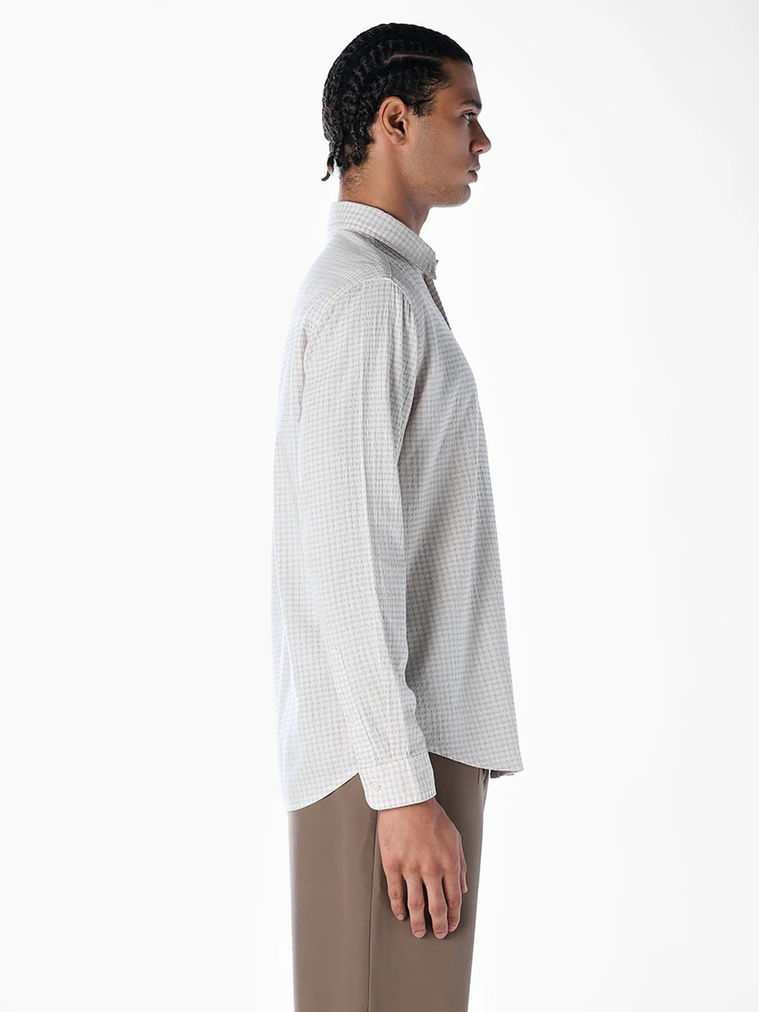 Light Brown Seersucker Check Shirt - Image 3