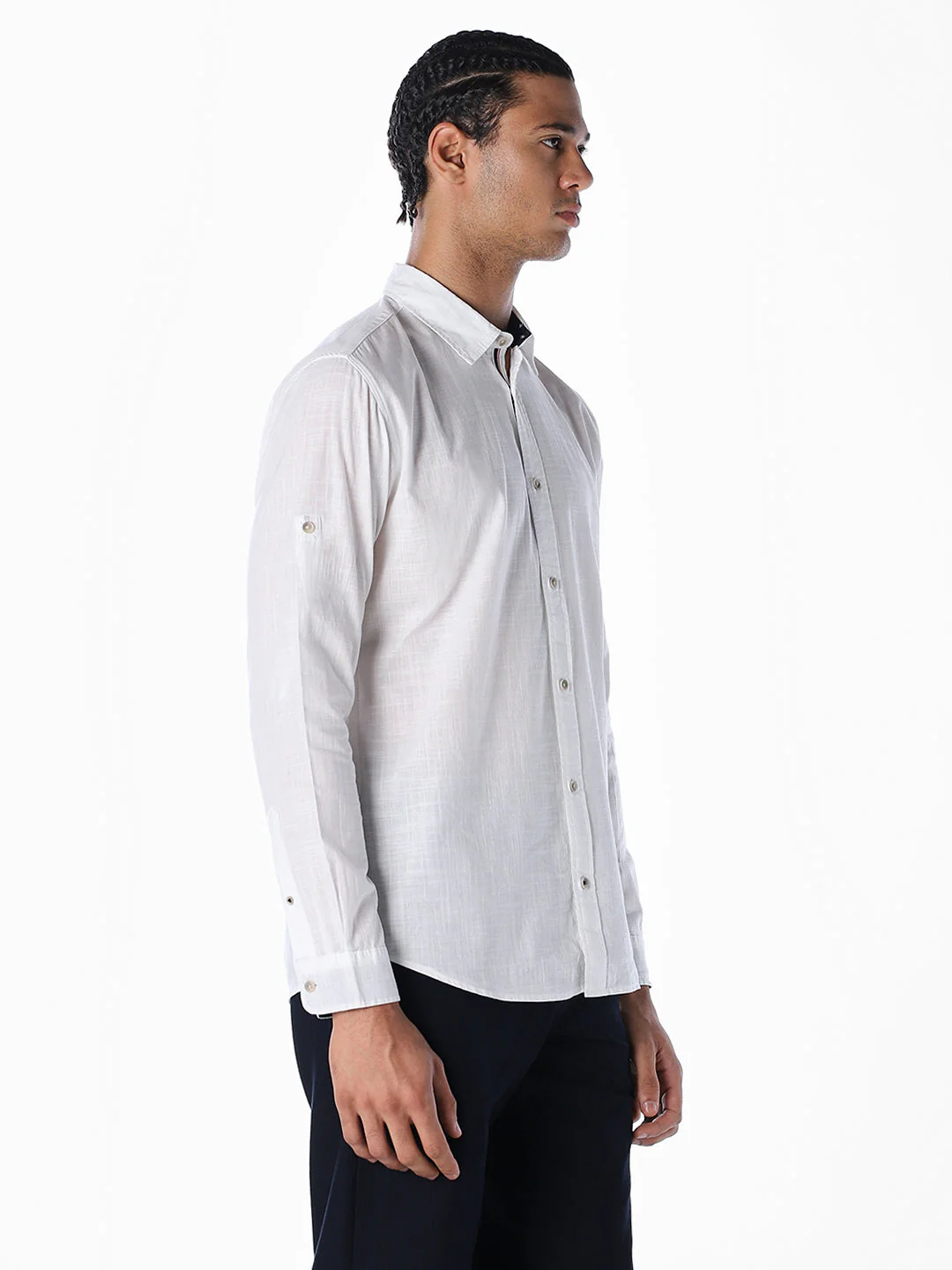 Cotton Slub Full Sleeves Shirt - White - Image 3