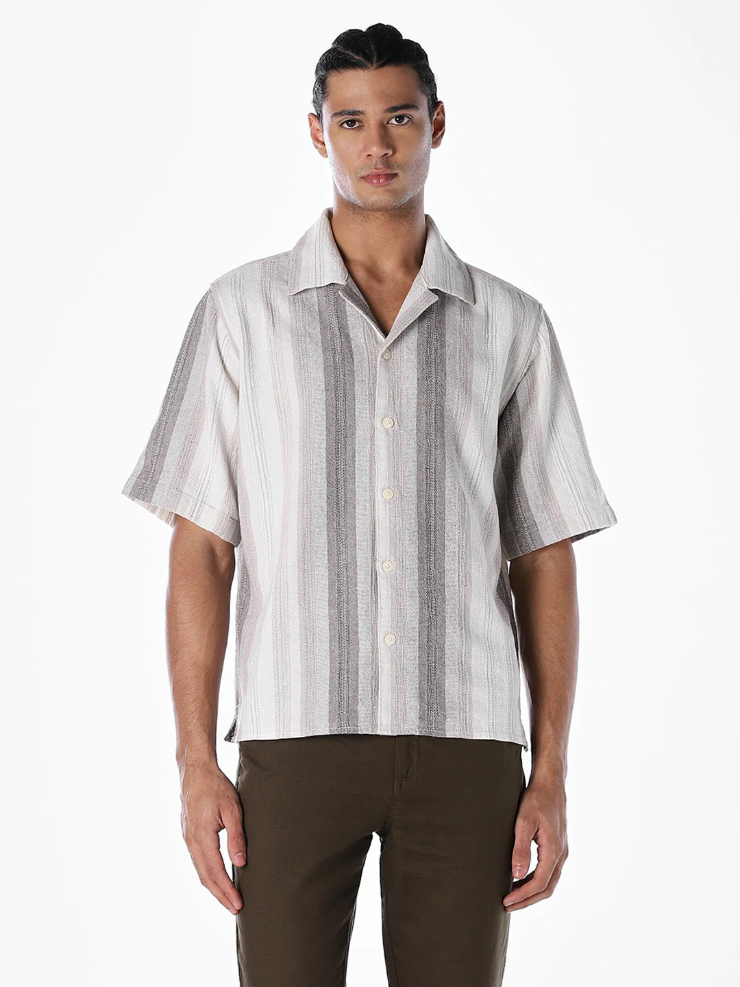 Striped Dobby Resort Collar Shirt - Image 2