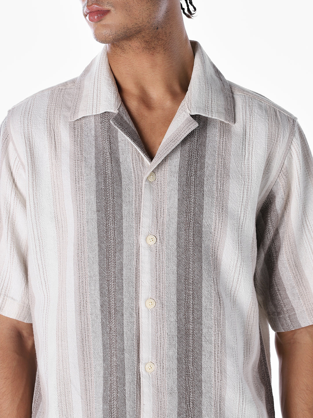Striped Dobby Resort Collar Shirt - Image 5