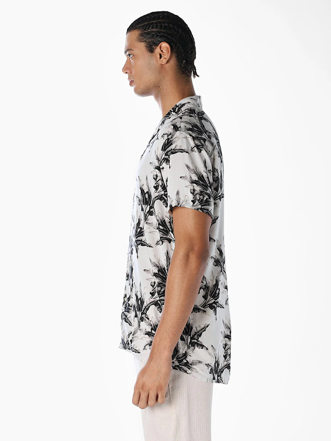 Printed Resort Collar Comfort Fit Shirt - Grey - Image 3