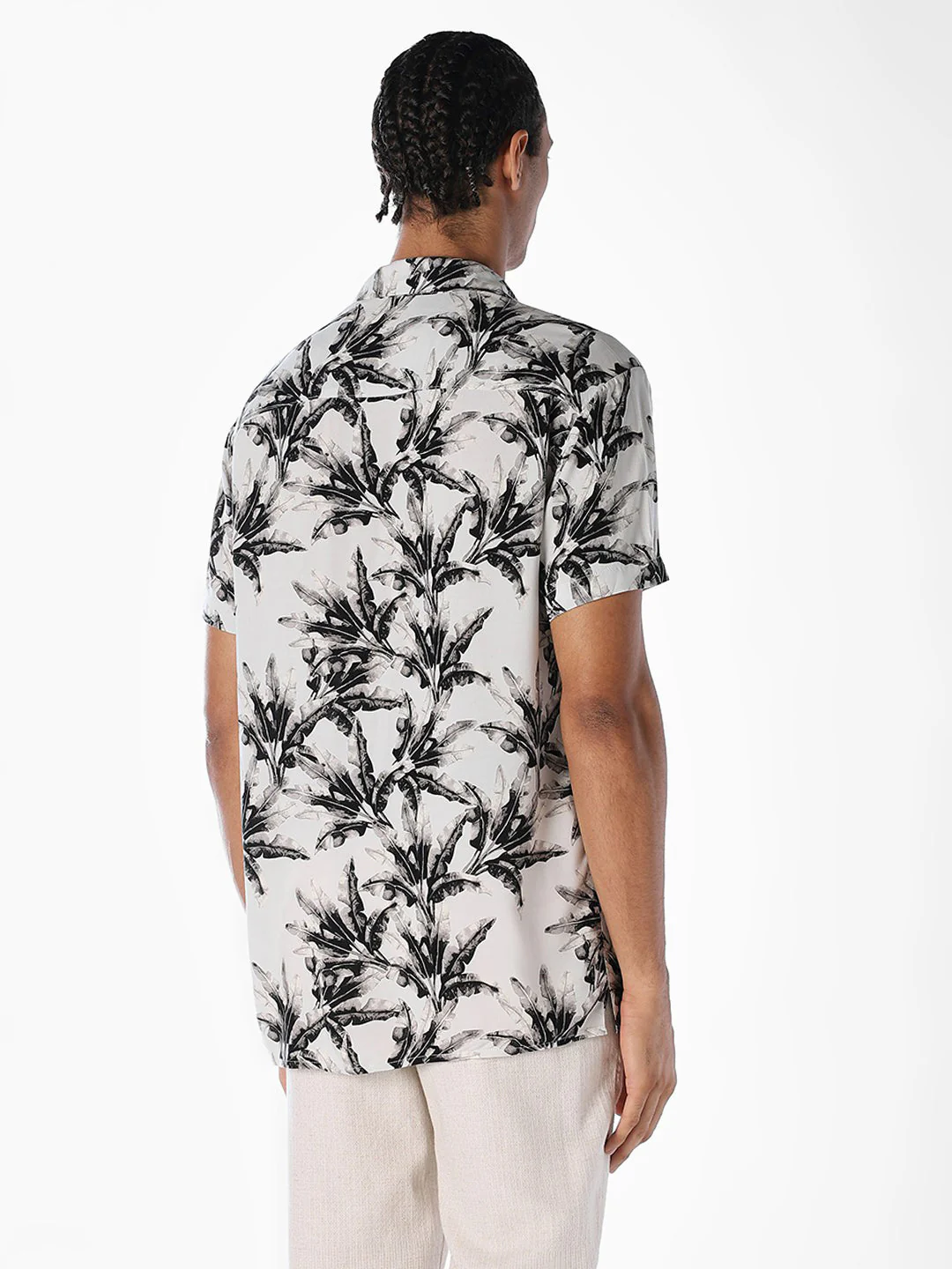 Printed Resort Collar Comfort Fit Shirt - Grey - Image 4
