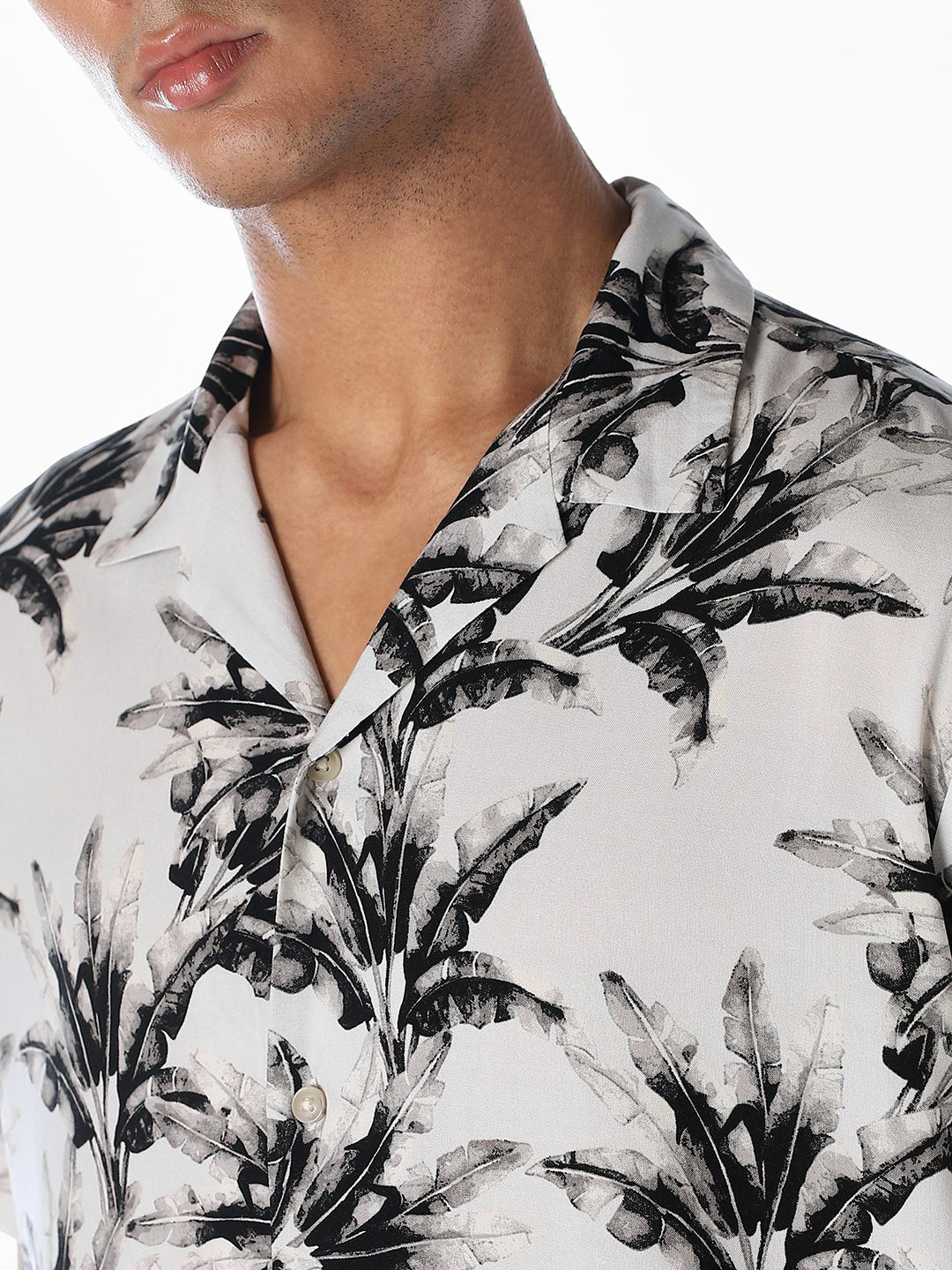 Printed Resort Collar Comfort Fit Shirt - Grey - Image 5