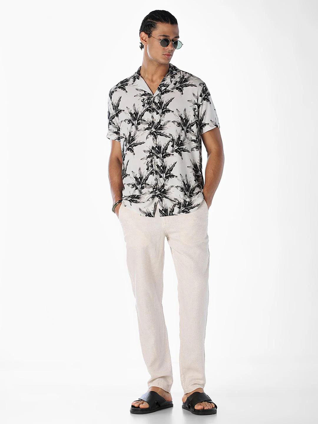 Printed Resort Collar Comfort Fit Shirt - Grey - Image 6