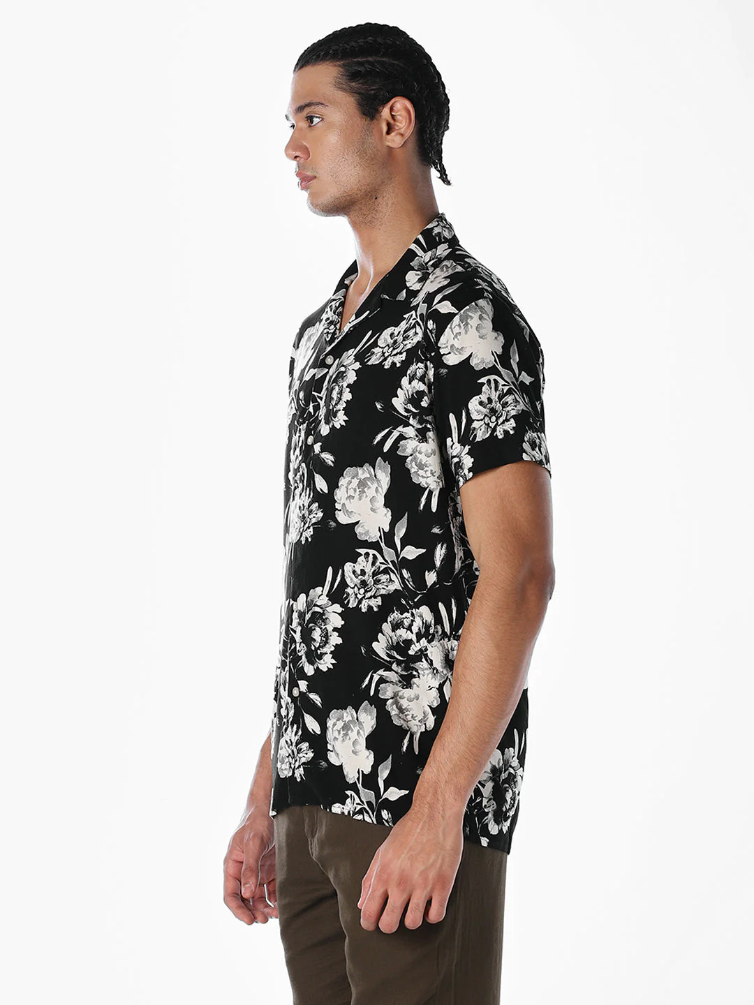 Printed Resort Collar Comfort Fit Shirt - Black - Image 3