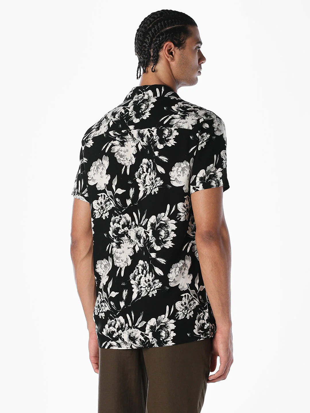 Printed Resort Collar Comfort Fit Shirt - Black - Image 4