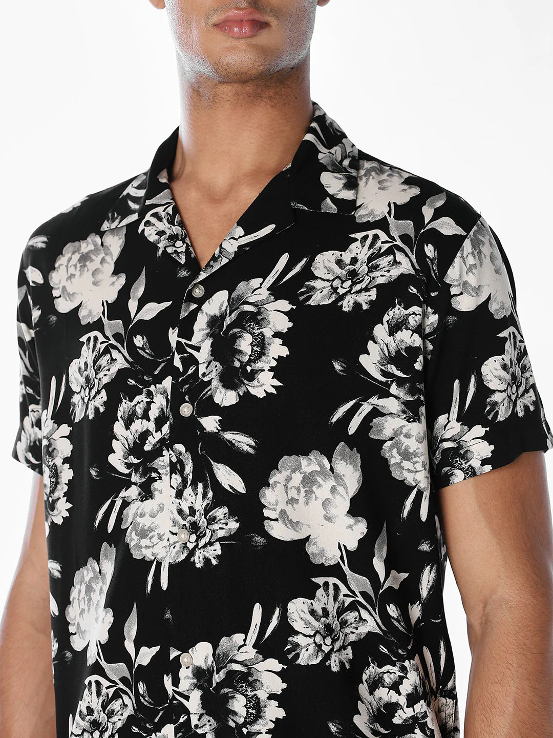 Printed Resort Collar Comfort Fit Shirt - Black - Image 5