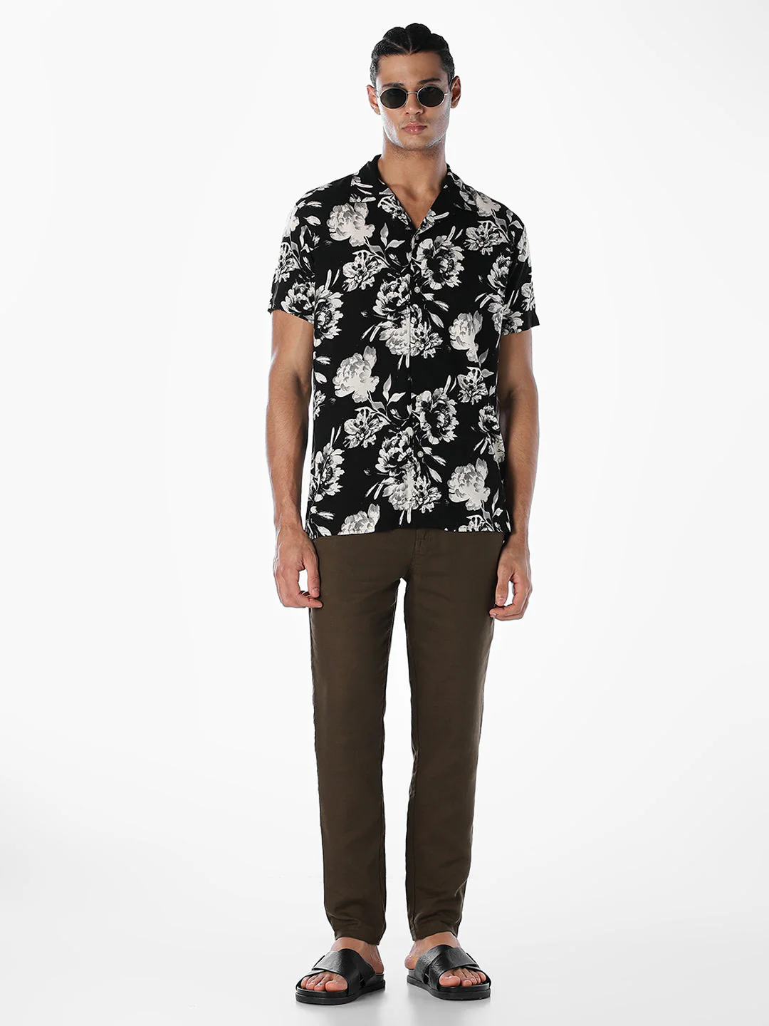 Printed Resort Collar Comfort Fit Shirt - Black - Image 6