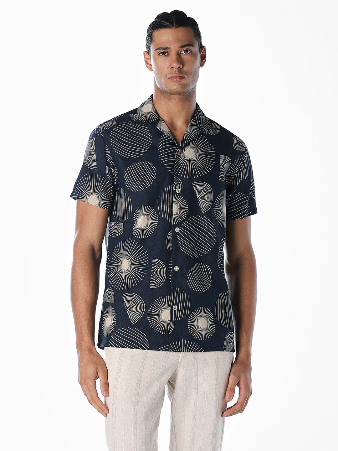 Printed Comfort Fit Shirt - Dark Blue - Image 2