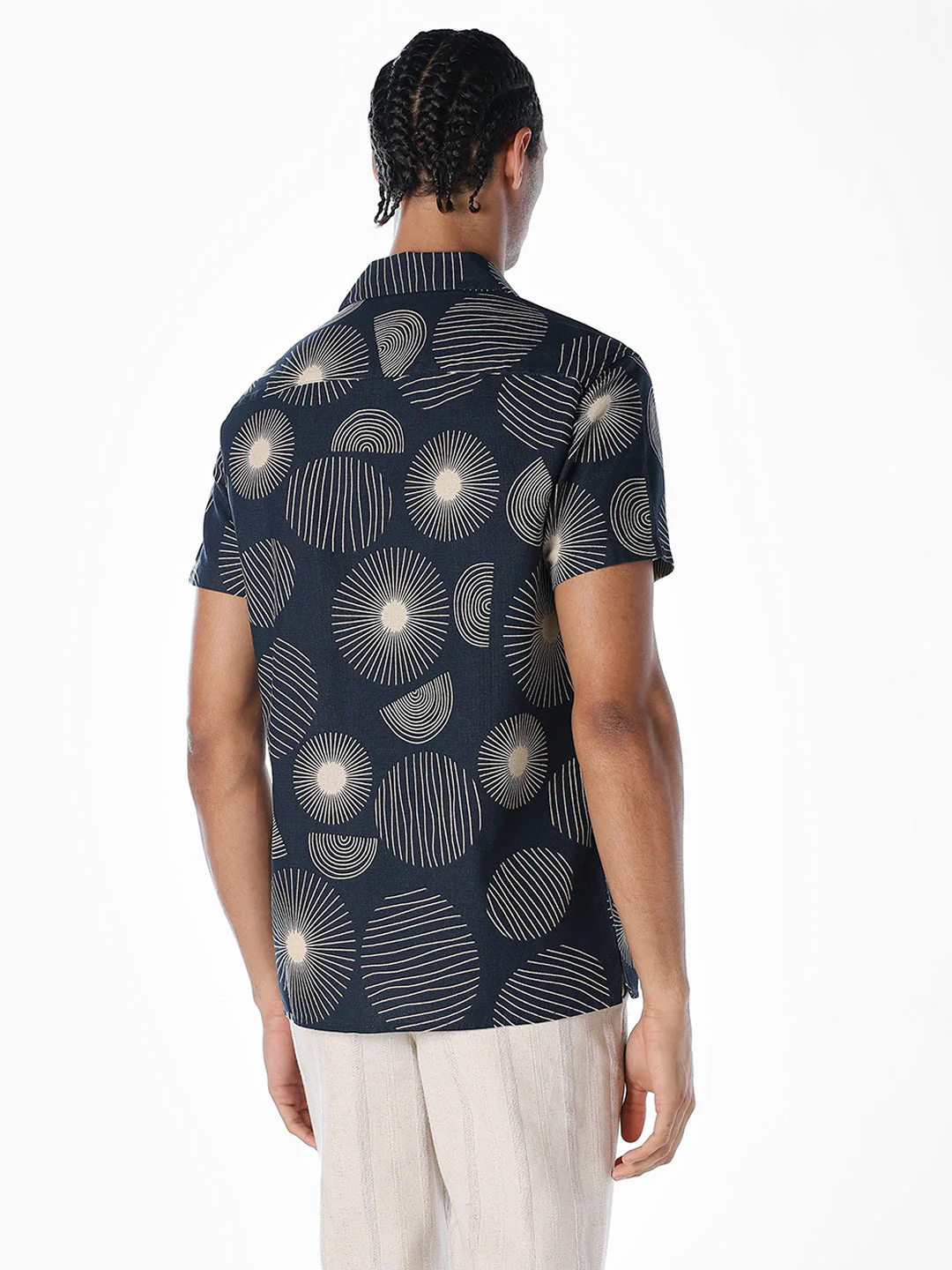 Printed Comfort Fit Shirt - Dark Blue - Image 4