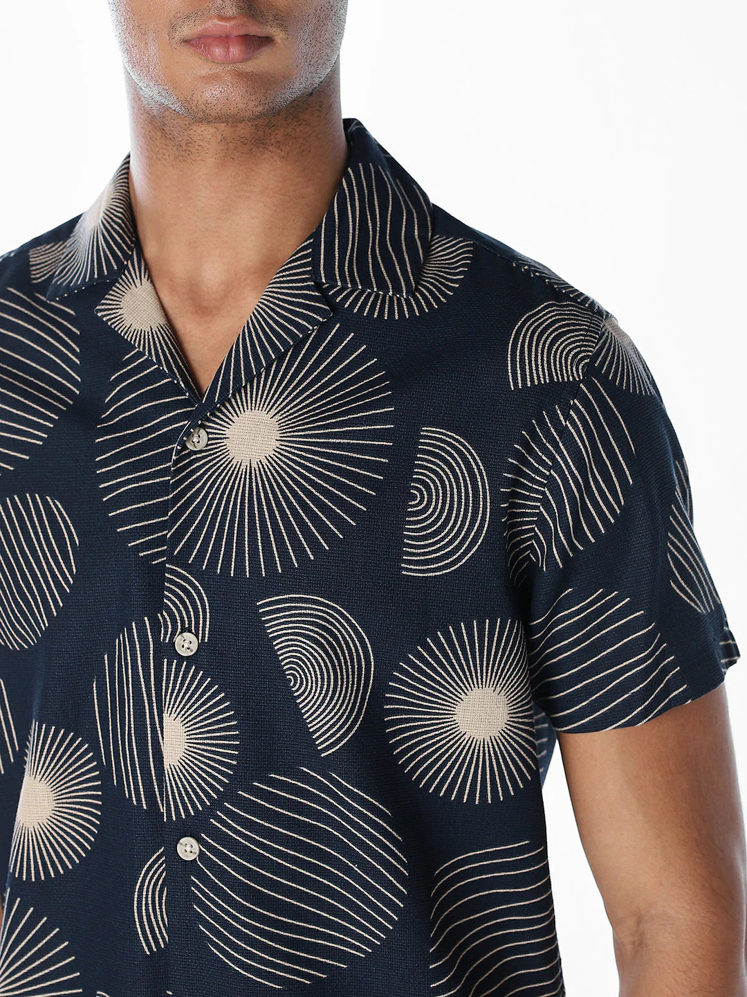 Printed Comfort Fit Shirt - Dark Blue - Image 5