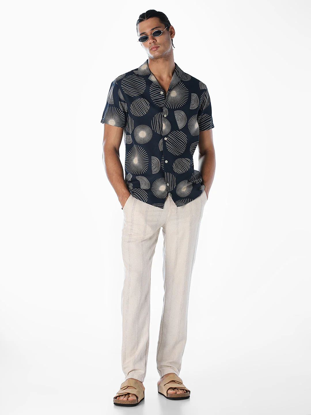 Printed Comfort Fit Shirt - Dark Blue - Image 6
