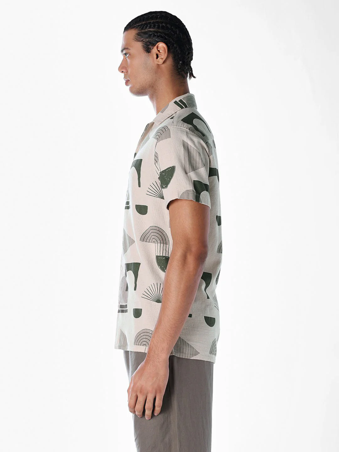 Printed Comfort Fit Shirt - Light Beige - Image 3