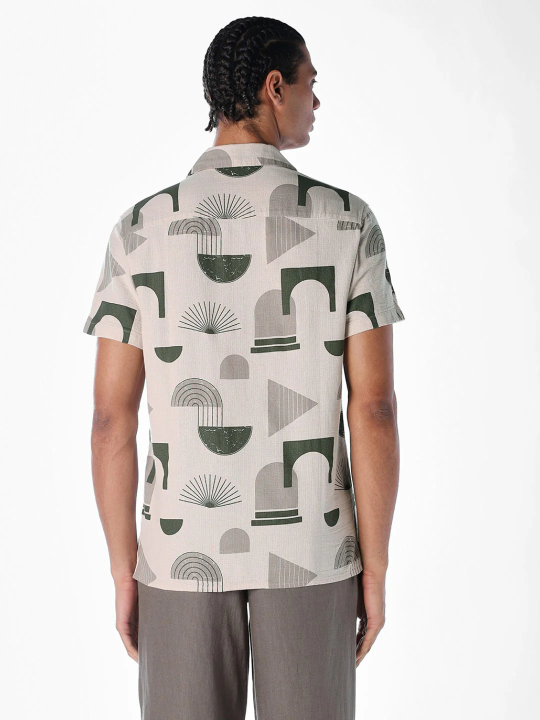Printed Comfort Fit Shirt - Light Beige - Image 4