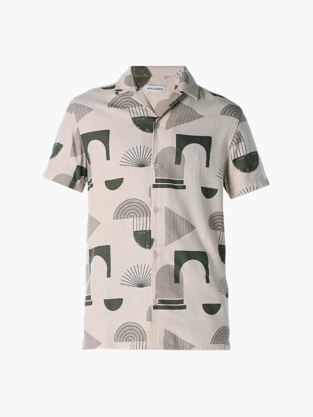 Printed Comfort Fit Shirt - Light Beige - Image 7