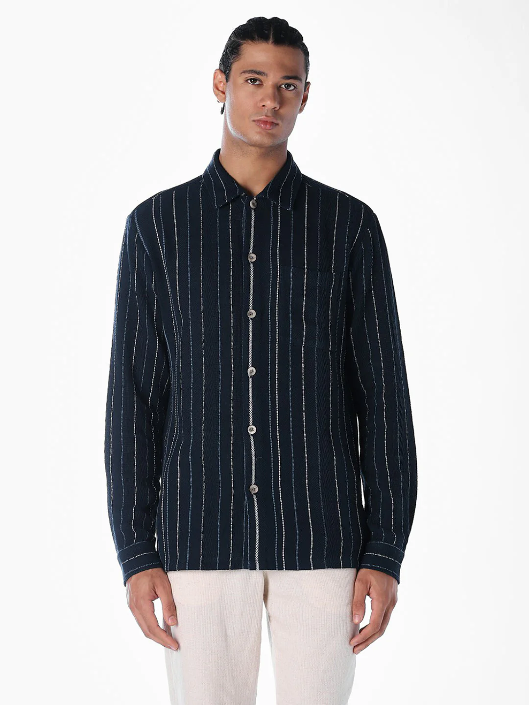 Striped Comfort Fit Shirt - Dark Blue - Image 2