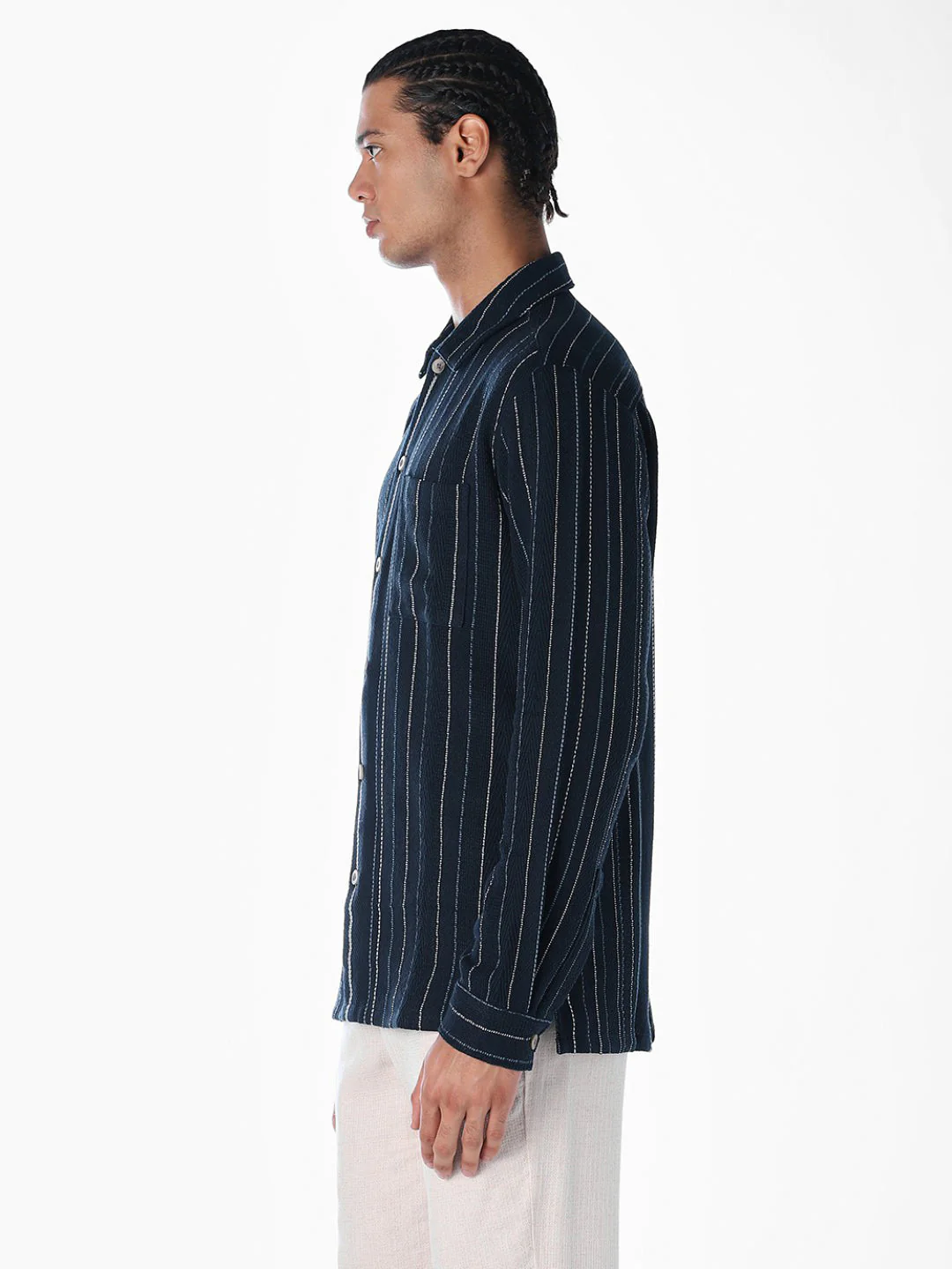 Striped Comfort Fit Shirt - Dark Blue - Image 3