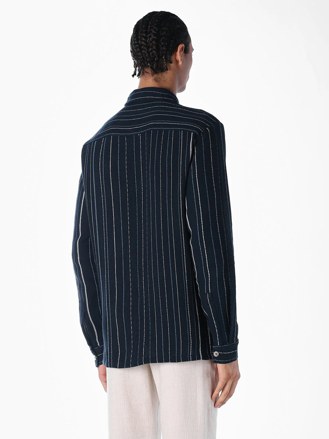 Striped Comfort Fit Shirt - Dark Blue - Image 4
