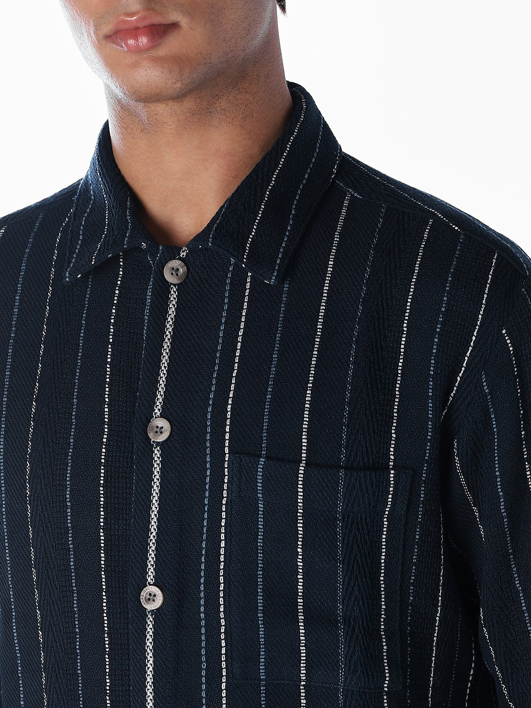 Striped Comfort Fit Shirt - Dark Blue - Image 5