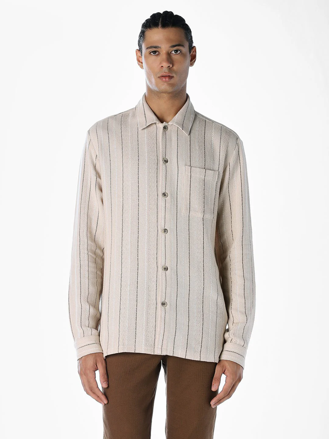 Striped Comfort Fit Shirt - Beige - Image 2