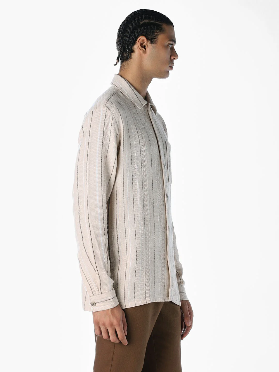 Striped Comfort Fit Shirt - Beige - Image 3