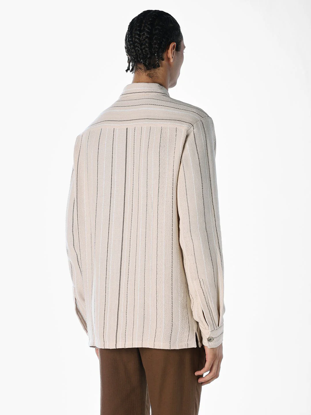 Striped Comfort Fit Shirt - Beige - Image 4