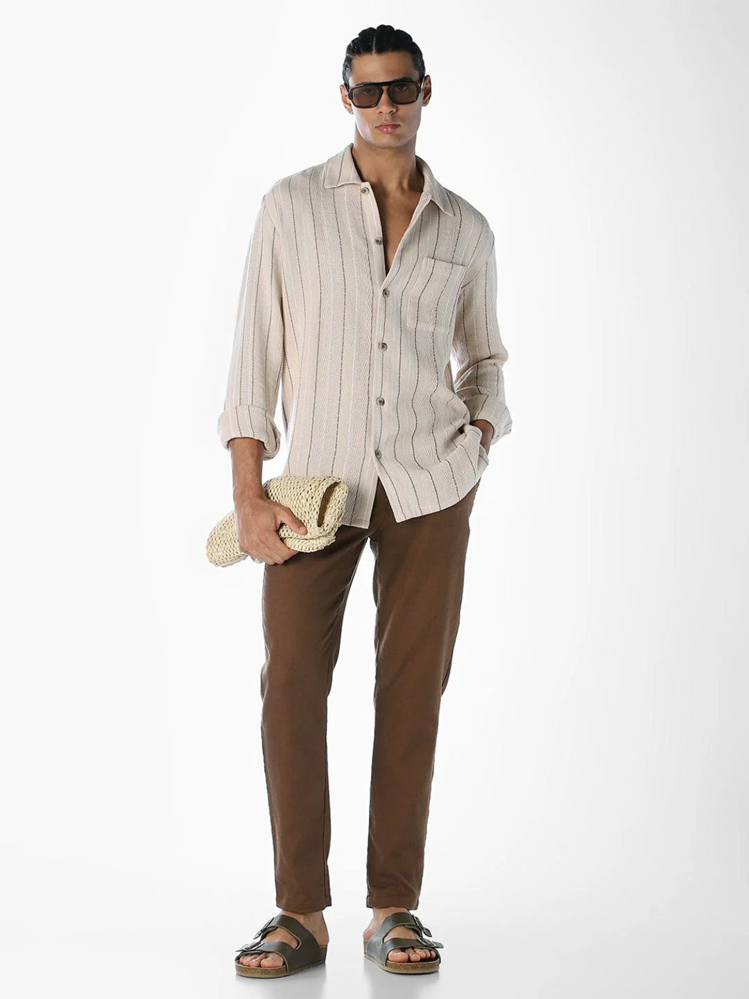 Striped Comfort Fit Shirt - Beige - Image 6