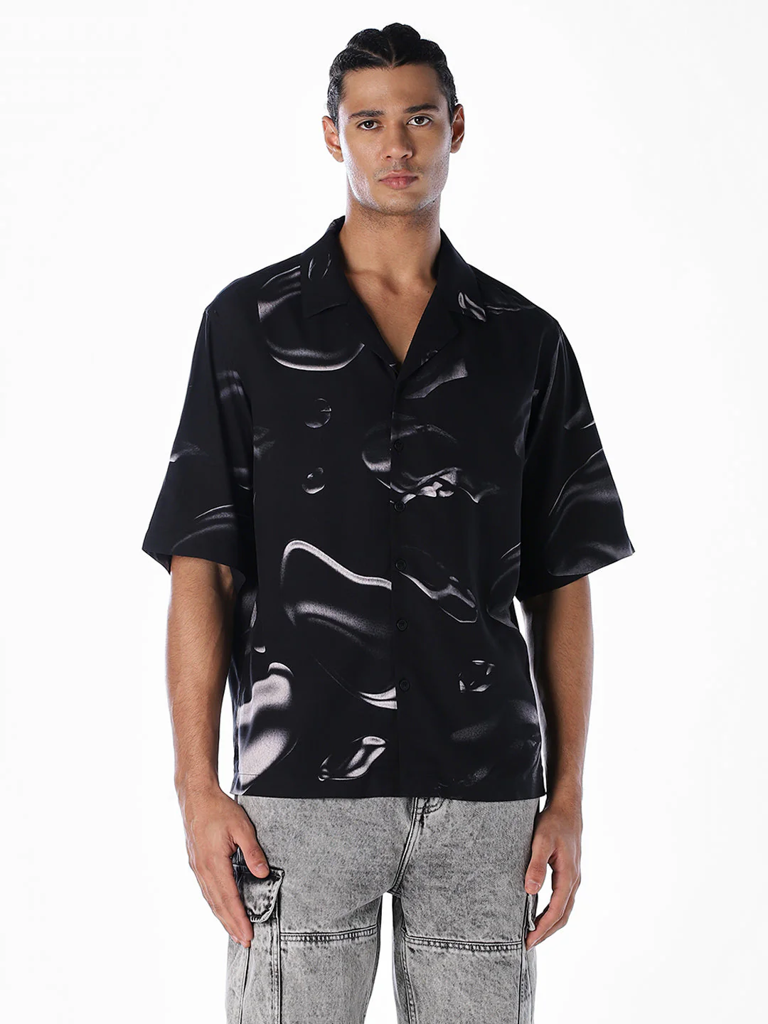 Printed Viscose Oversized Shirt - Image 2