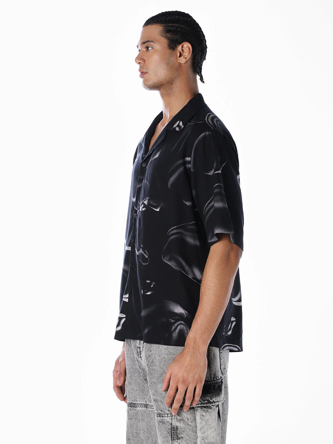 Printed Viscose Oversized Shirt - Image 3