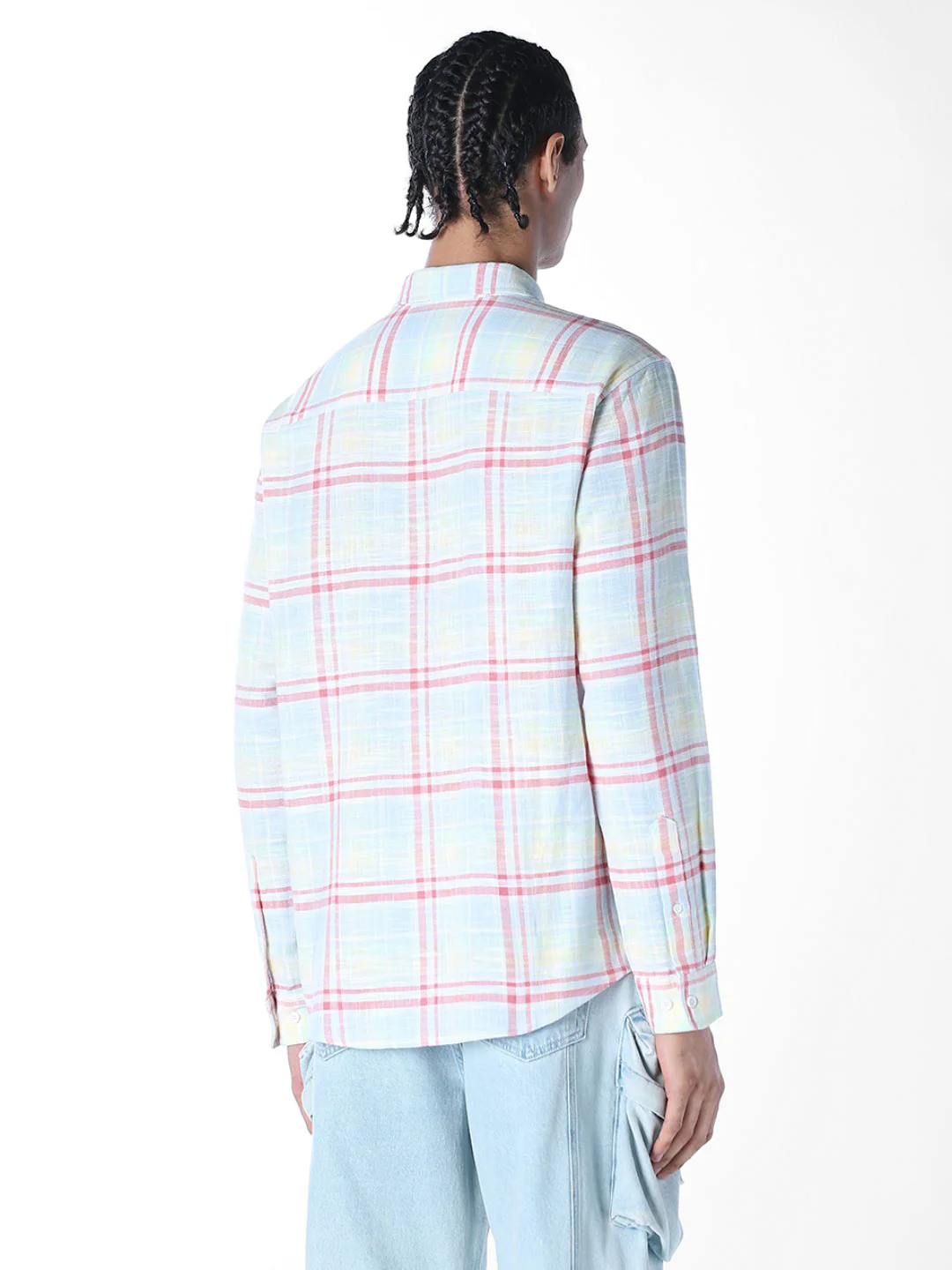 Pastel Green Check Cotton Shirt - Image 4