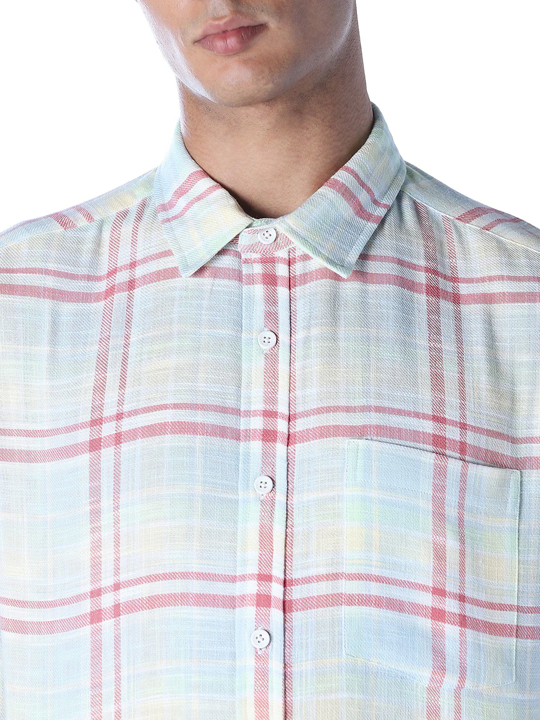 Pastel Green Check Cotton Shirt - Image 5