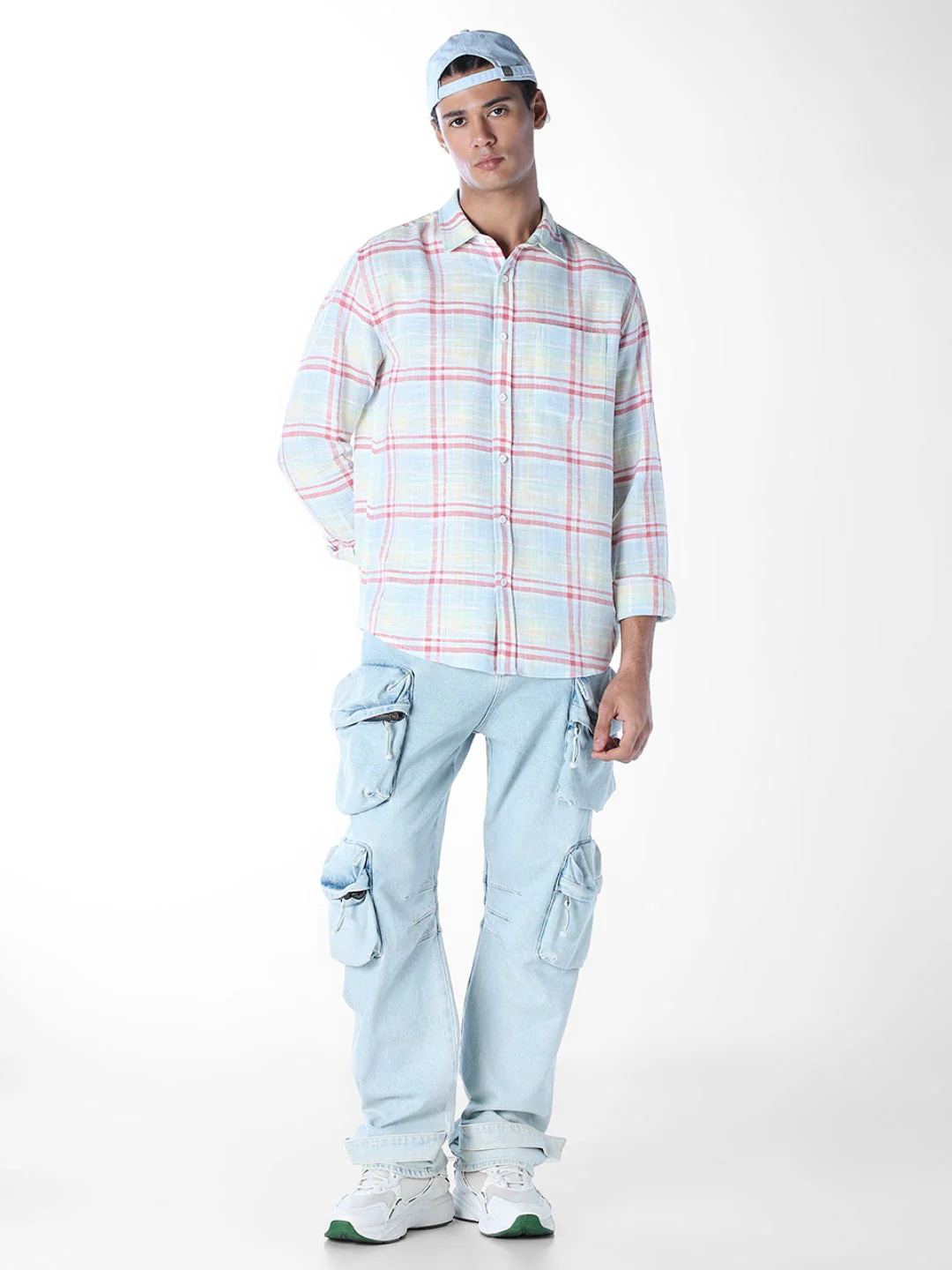 Pastel Green Check Cotton Shirt - Image 6