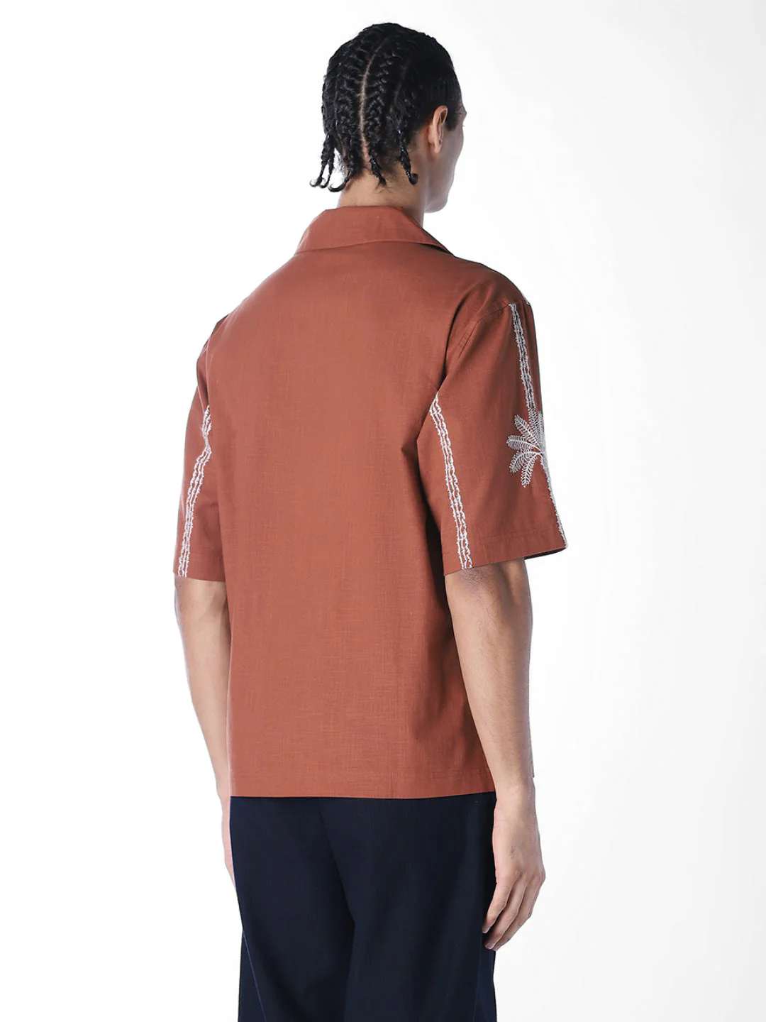 Rust Embroidered Oversized Shirt - Image 4