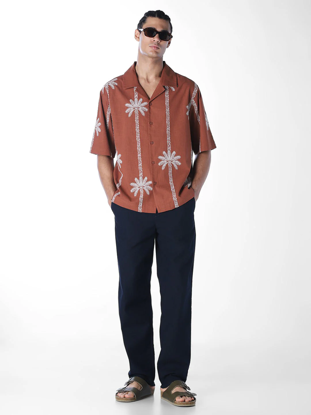 Rust Embroidered Oversized Shirt - Image 6