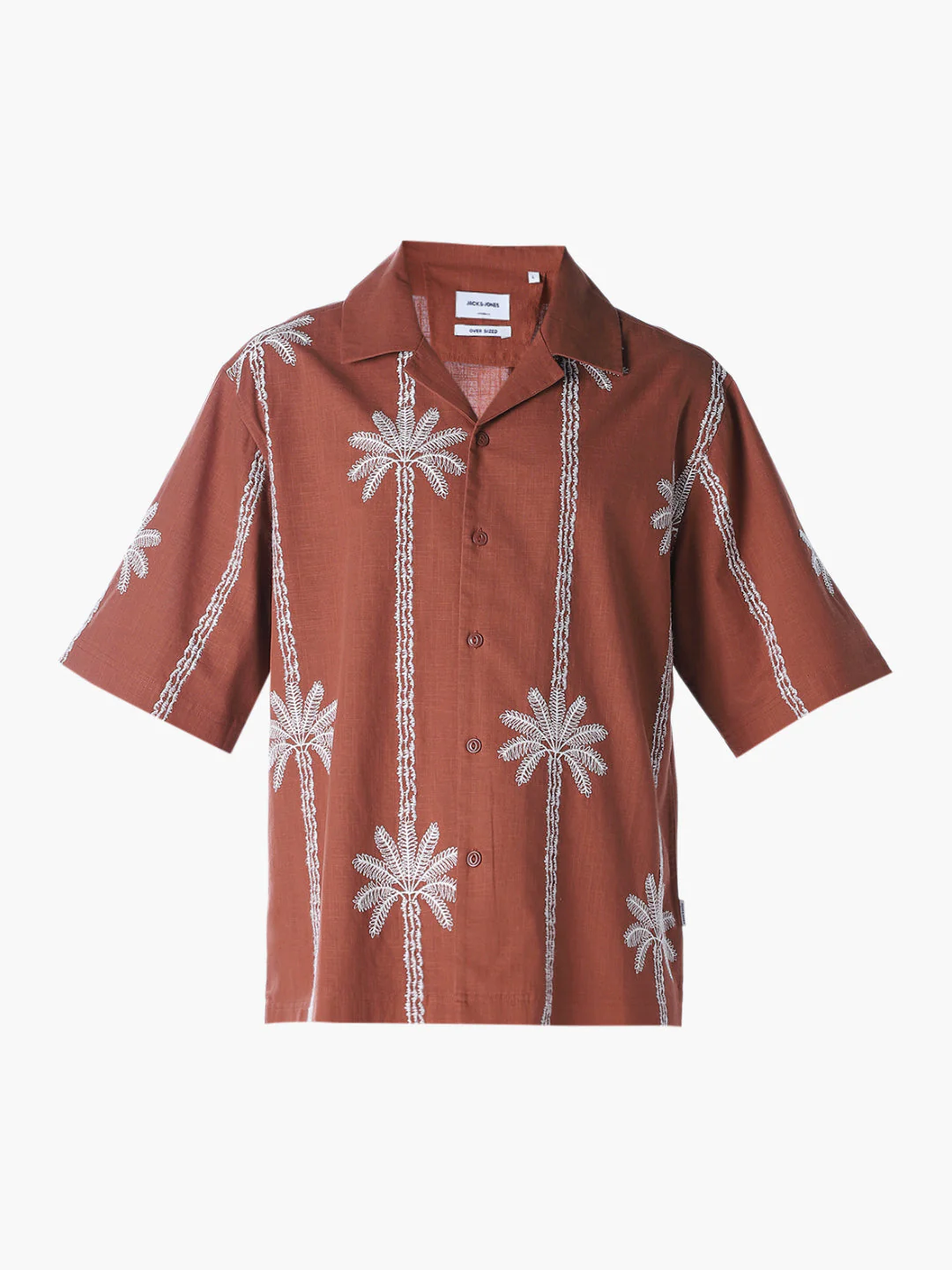 Rust Embroidered Oversized Shirt - Image 7