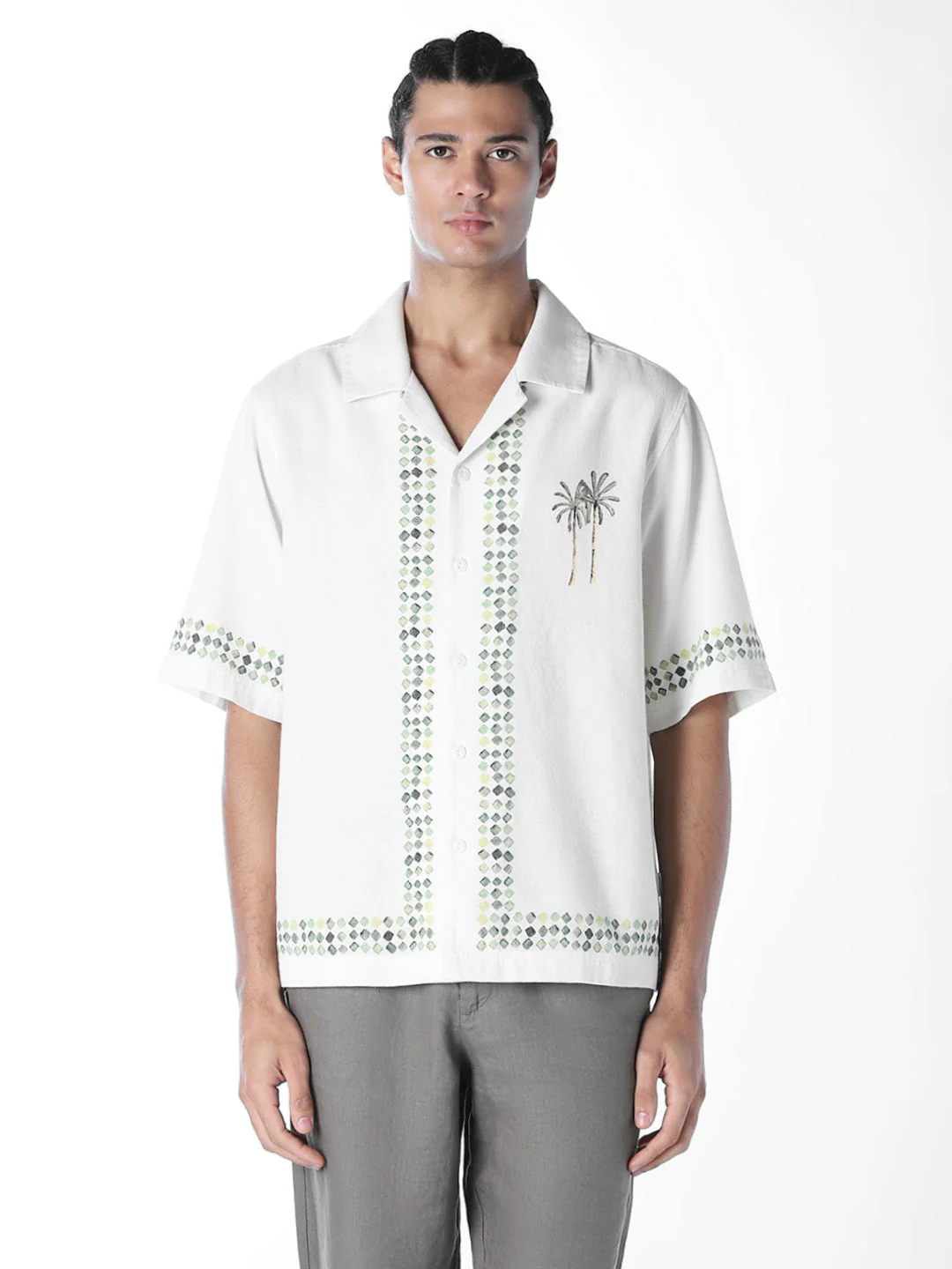 Palm Tree Embroidered Oversized Shirt - Image 2