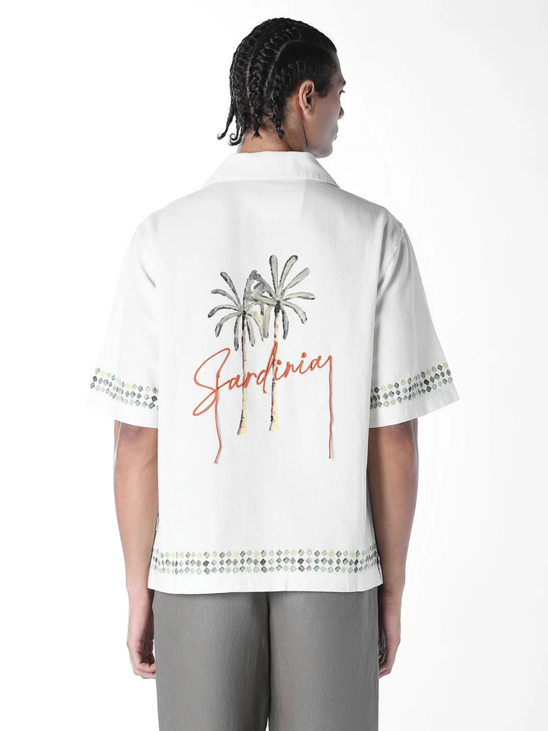 Palm Tree Embroidered Oversized Shirt - Image 4