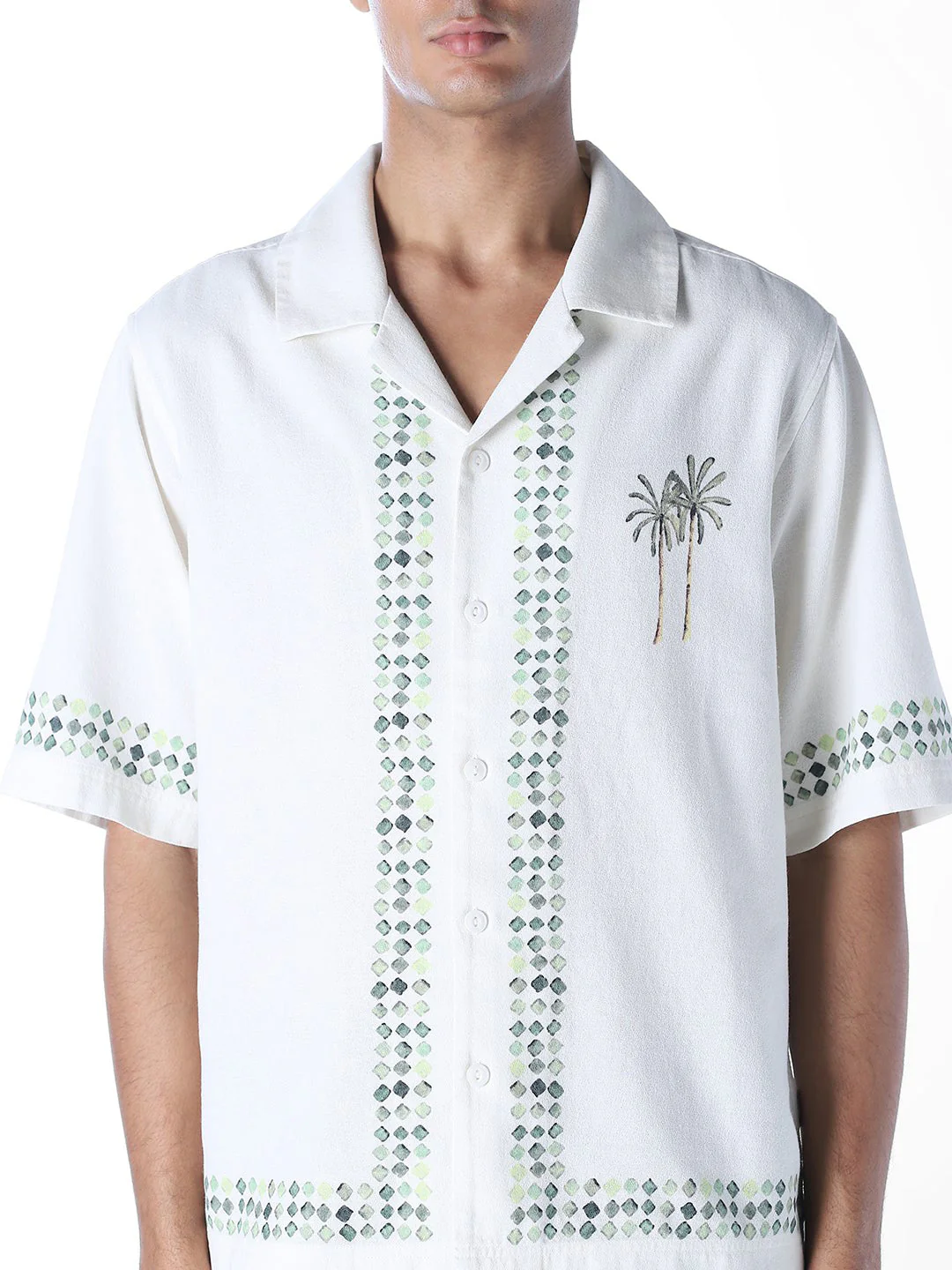 Palm Tree Embroidered Oversized Shirt - Image 5