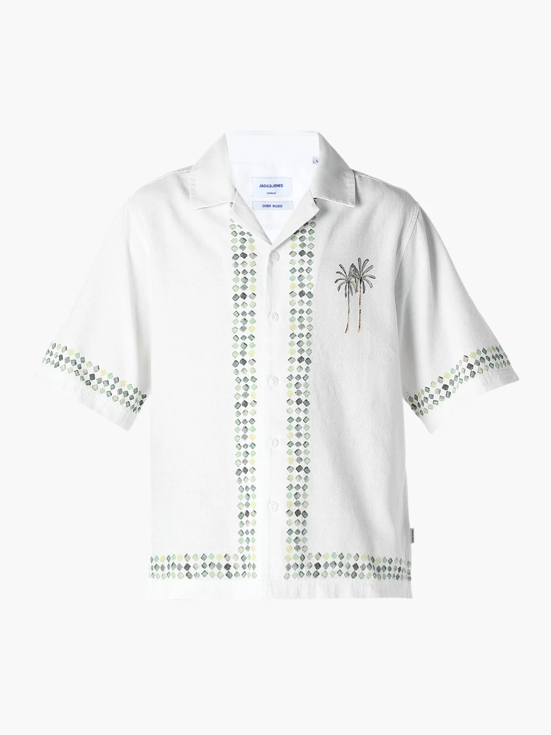 Palm Tree Embroidered Oversized Shirt - Image 7