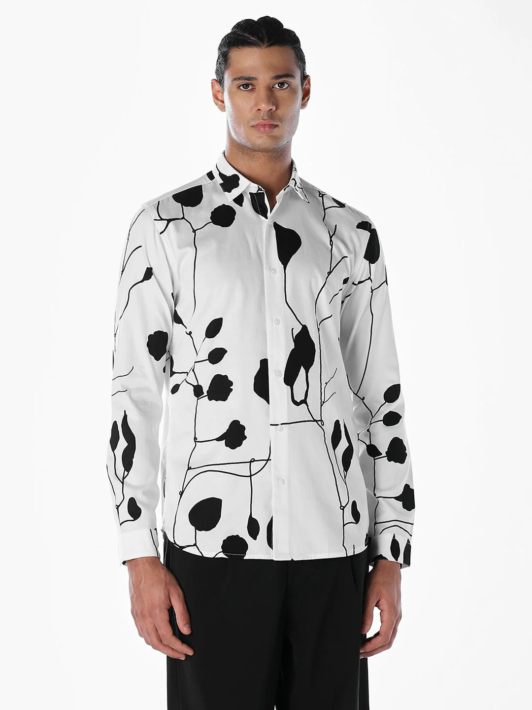 Monochrome Floral Slim Fit Shirt - Image 2