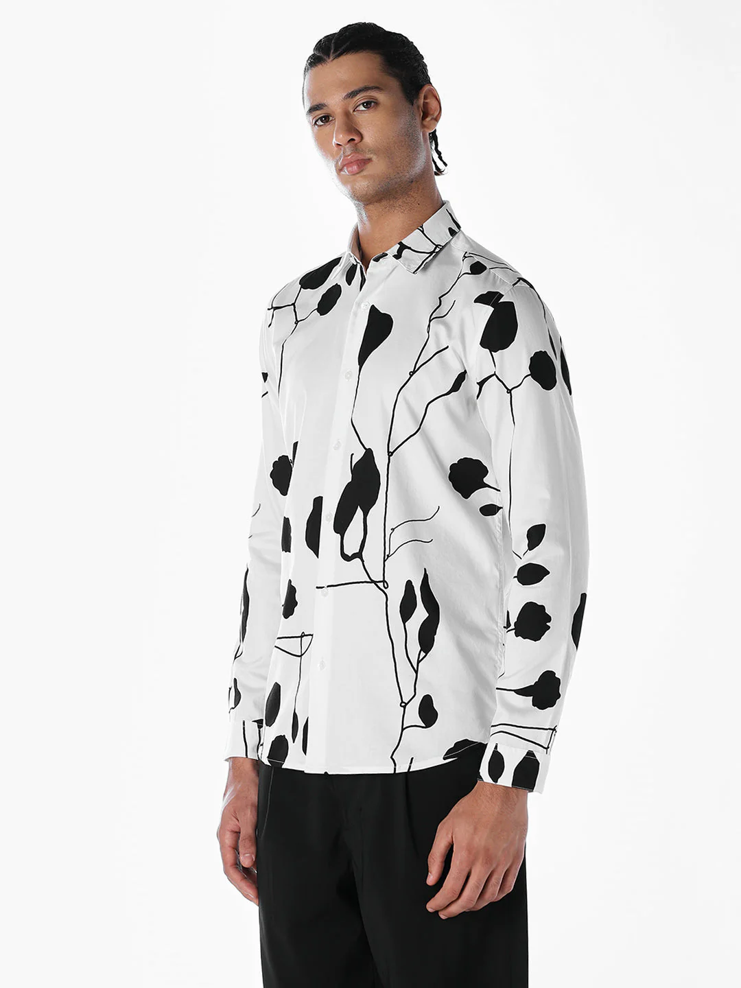 Monochrome Floral Slim Fit Shirt - Image 3