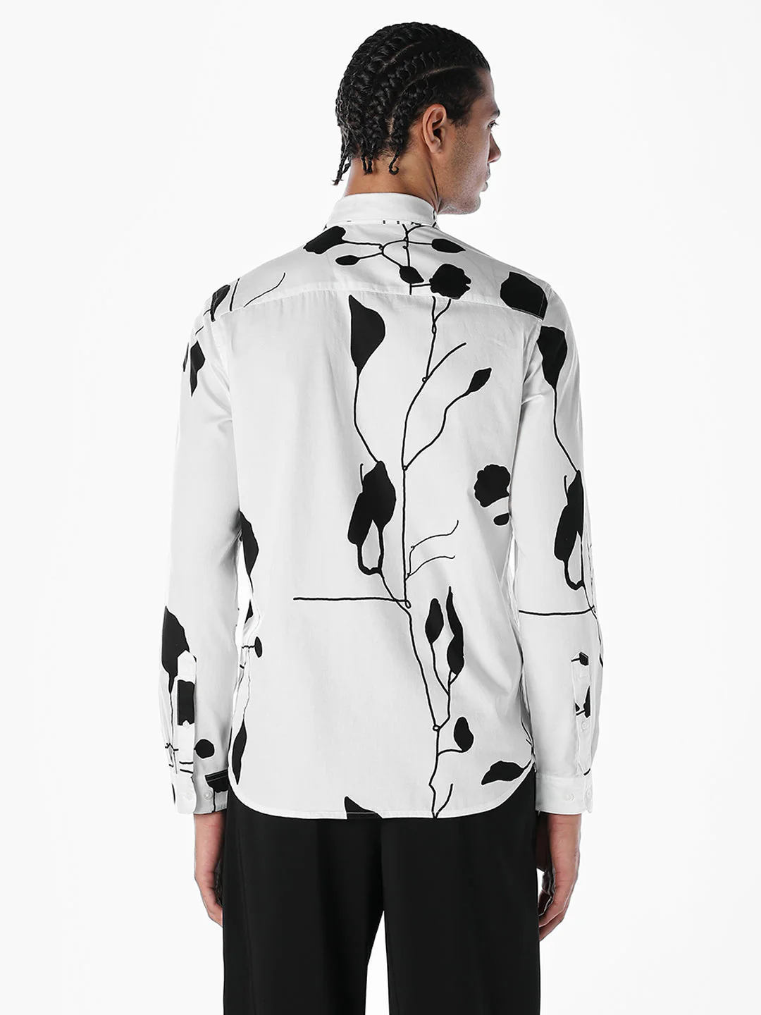 Monochrome Floral Slim Fit Shirt - Image 4