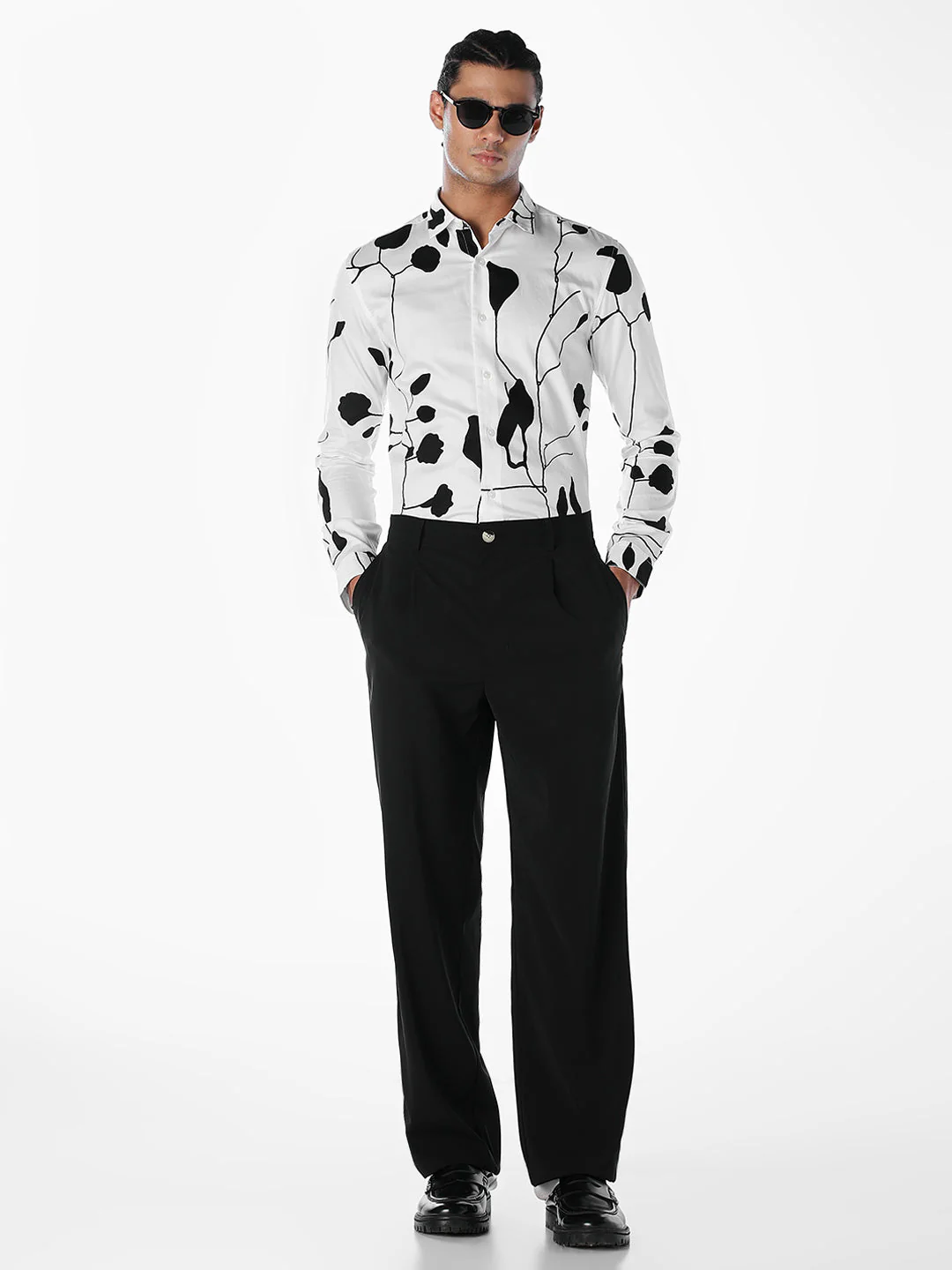 Monochrome Floral Slim Fit Shirt - Image 6