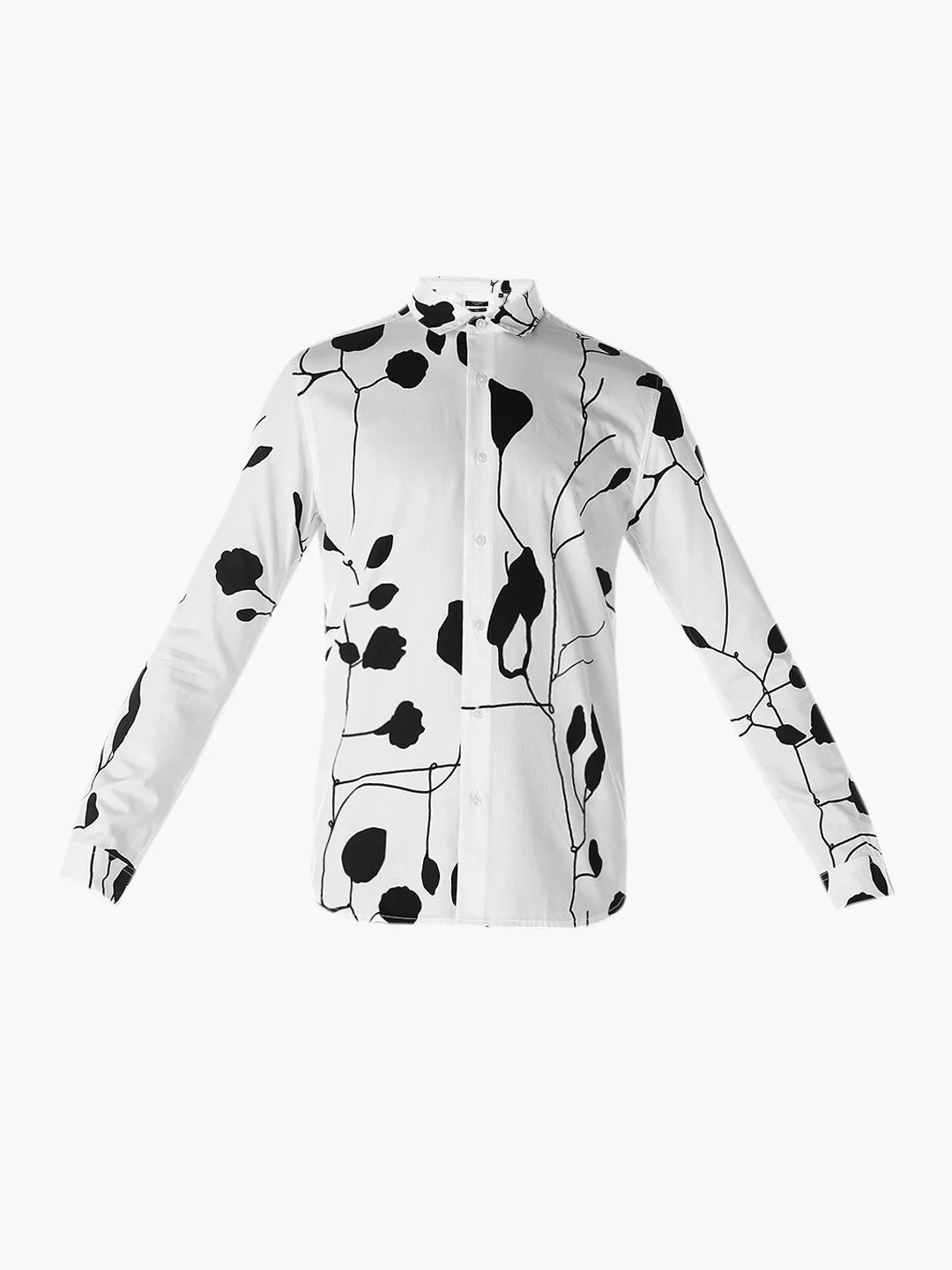 Monochrome Floral Slim Fit Shirt - Image 7