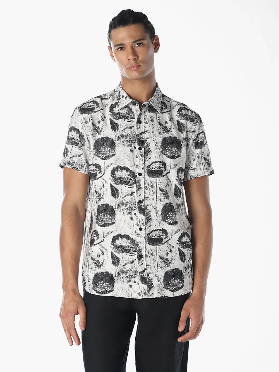 White Printed Comfort Fit Shirt - Image 2