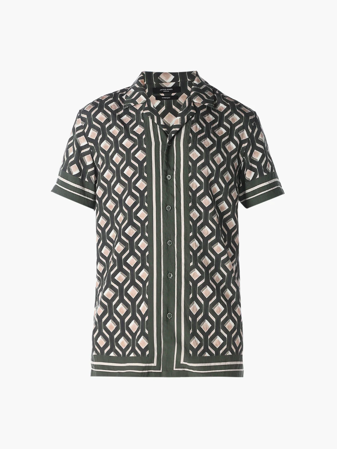 Green Printed Comfort Fit Shirt - Image 7