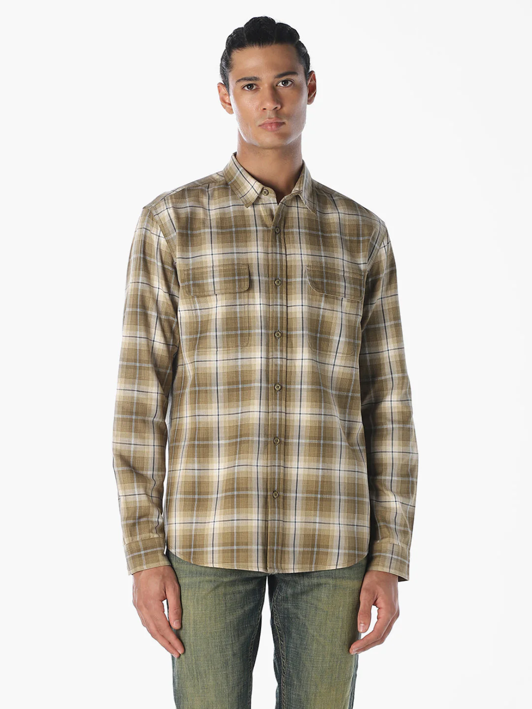 Patch Pockets Cotton Check Shirt - Image 2